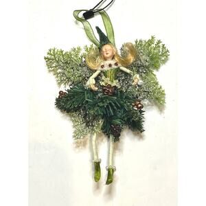 Vintage Whimsical Woodland Forest Fairy Elf Sprite Pixie Christmas Ornament